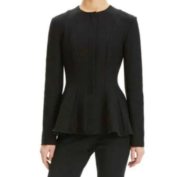 Theory Movement Black Canvas Tweed Peplum Blazer Jacket - Picture 2 of 16